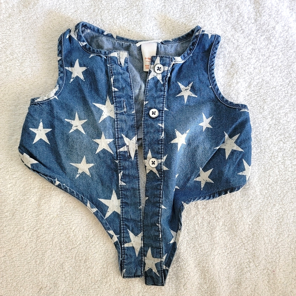 6 to 9 month cropped tie front star print tank top from Cat & Jack